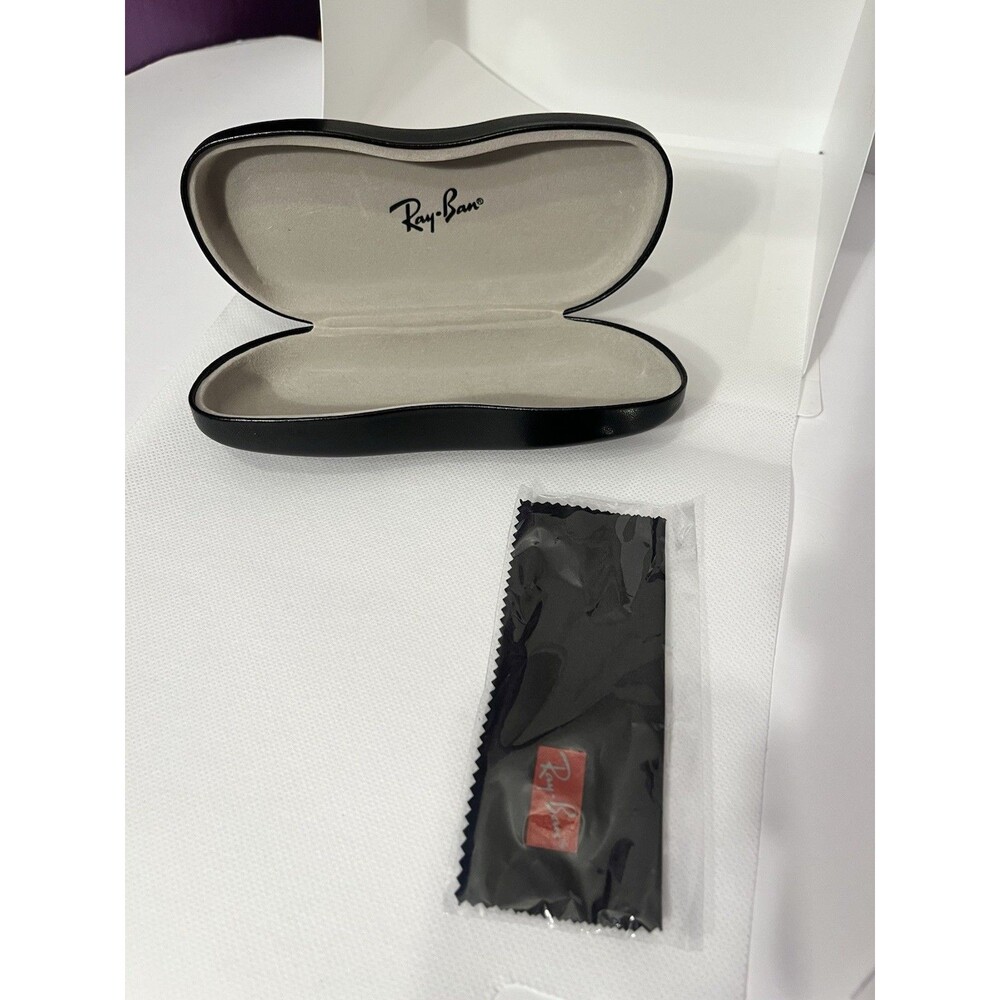 Ray Ban Hard Clamshell Black Eyeglasses/Sunglasses Case + Cloth AUTHENTIC